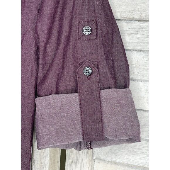 Express Purple Button Down Shirt Convertible Sleeve Size XS - Picture 4 of 7